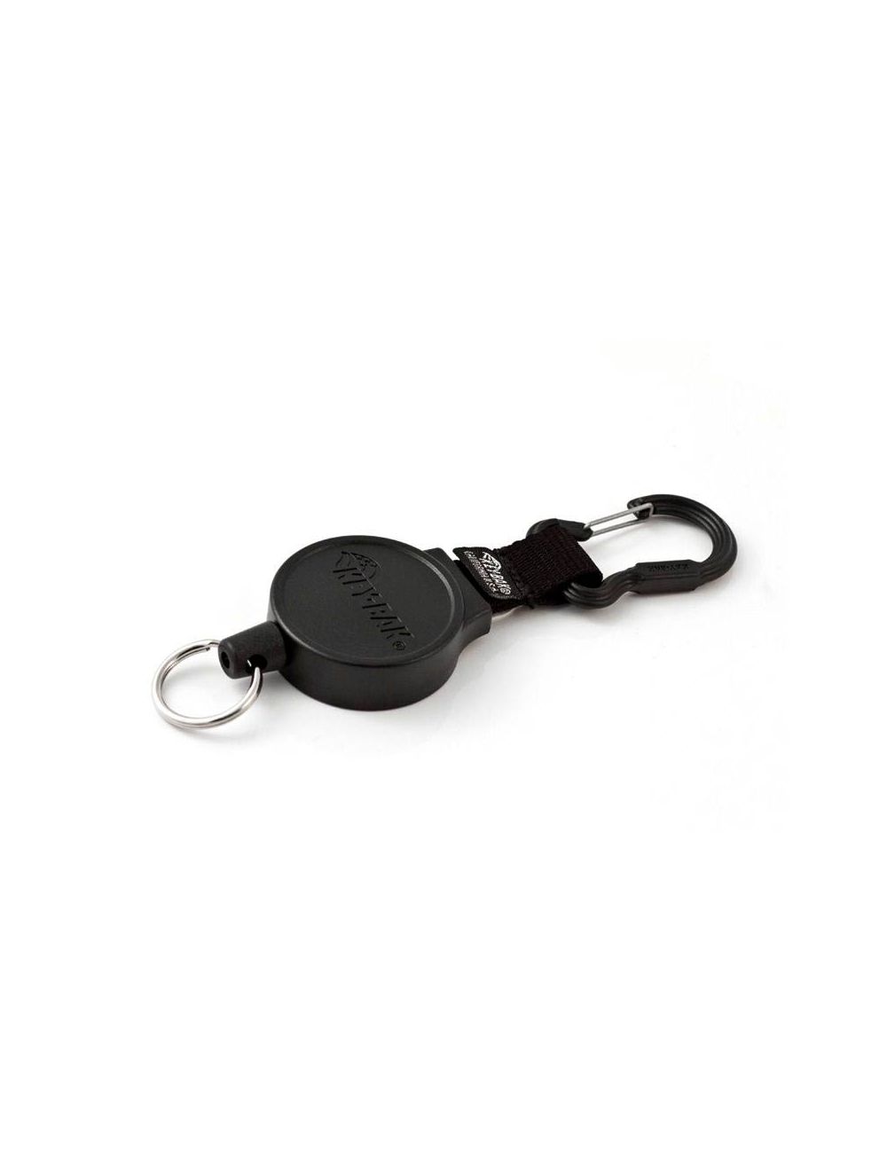 Key-Bak MID6 Key Holder Reel with Split Ring, Carabiner, Black