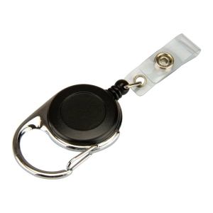 Badge Reel - Heavy Duty - Steel Cable - Black and Chrome - Pack of 50