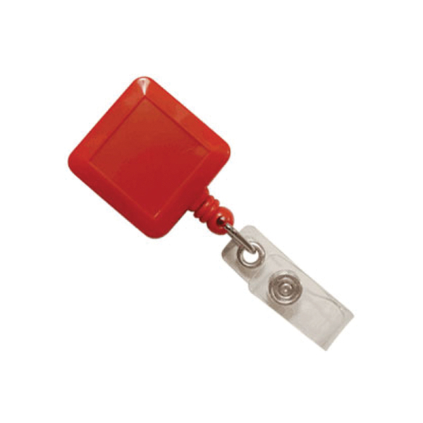 Square ID Badge Reel with ID Card Strap, Swivel Alligator Clip, Red, Price  Beat Guarantee
