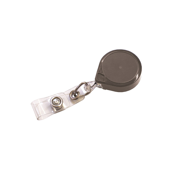 Key-Bak Mini-Bak ID Badge Reel with ID Card Strap, Belt Clip, Grey